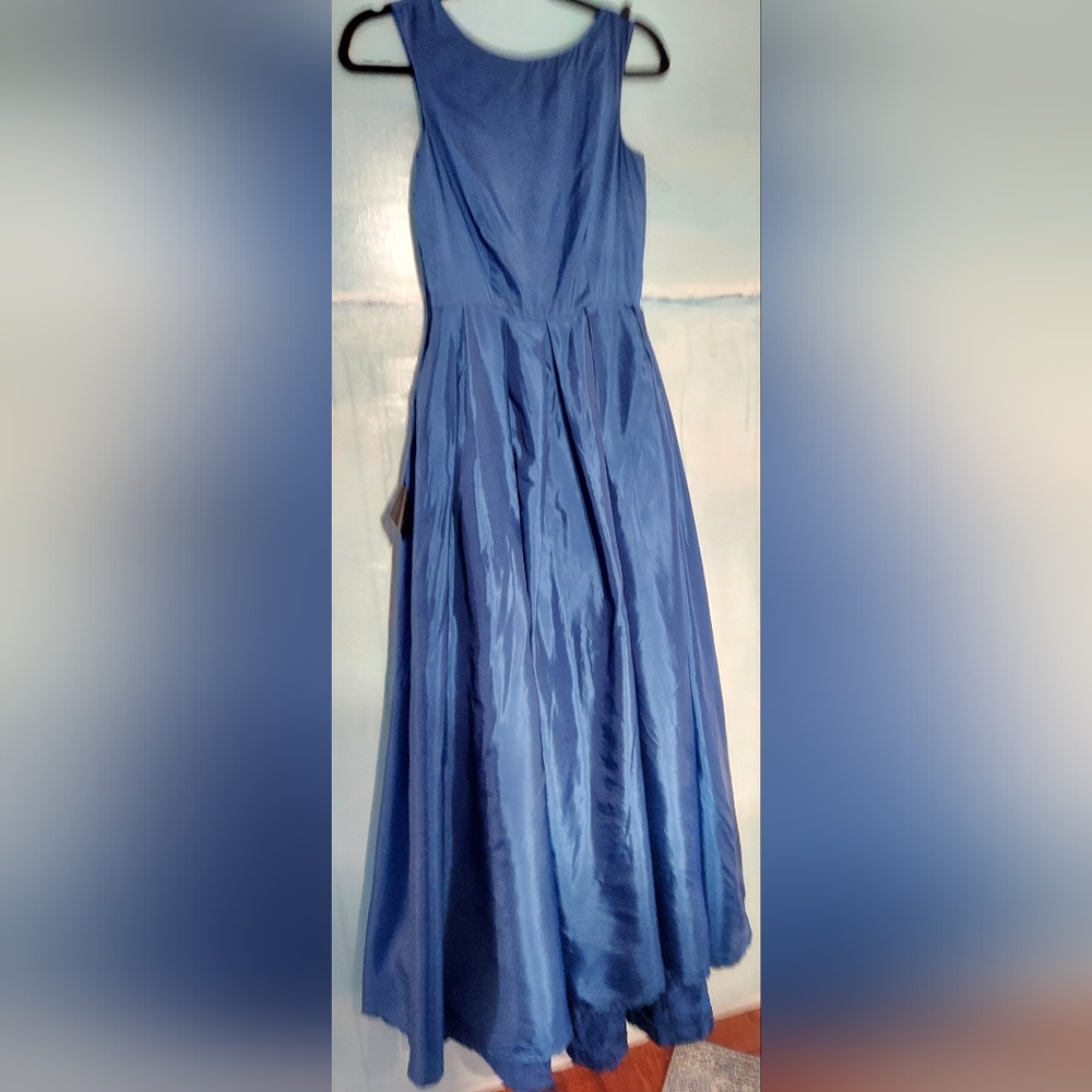 $3,000 CH CAROLINA HERRERA BLUE BROCADE GOWN S - Picture 12 of 15